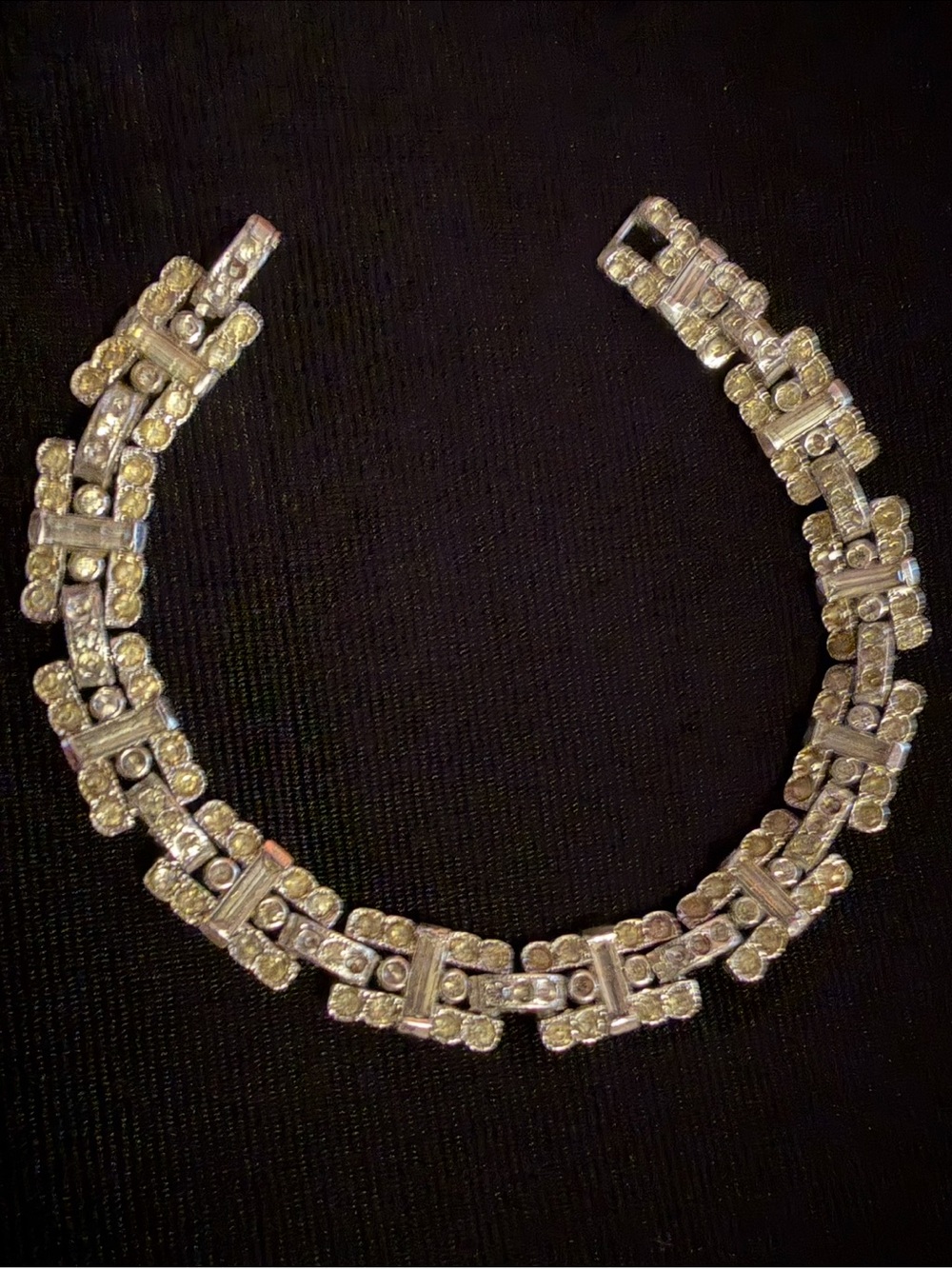 Genuine Diamond and Silver Link Bracelet-Very Vintage & Marvelous